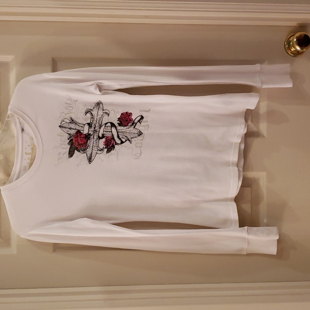 Bedazzled Rock & Roll Cowgirl thermal long sleeve women's shirt